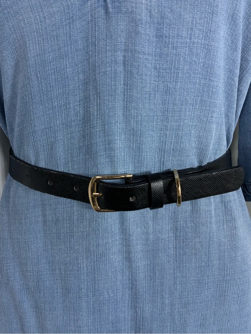 Juicy Couture Womens belt Sz L Black Textured faux leather with Gold Buckle